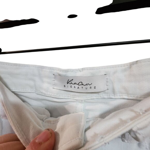 KanCan Signature Womens White Distressed High-Rise Flare Jeans Frayed Hem Size 2 - Picture 4 of 5